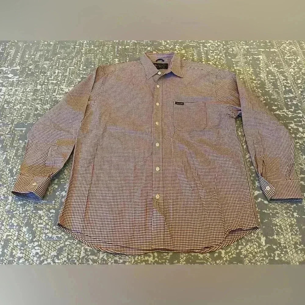 Abercrombie & Fitch Shirt Mens Maroon Plaid 100% Cotton Long‎ Sleeve Pocket M